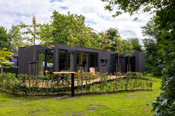 Duurzaam vakantiehuisje in Drenthe bij De Oosterweide, gelegen aan een boomgaard in de natuur vlak bij Dwingeloo